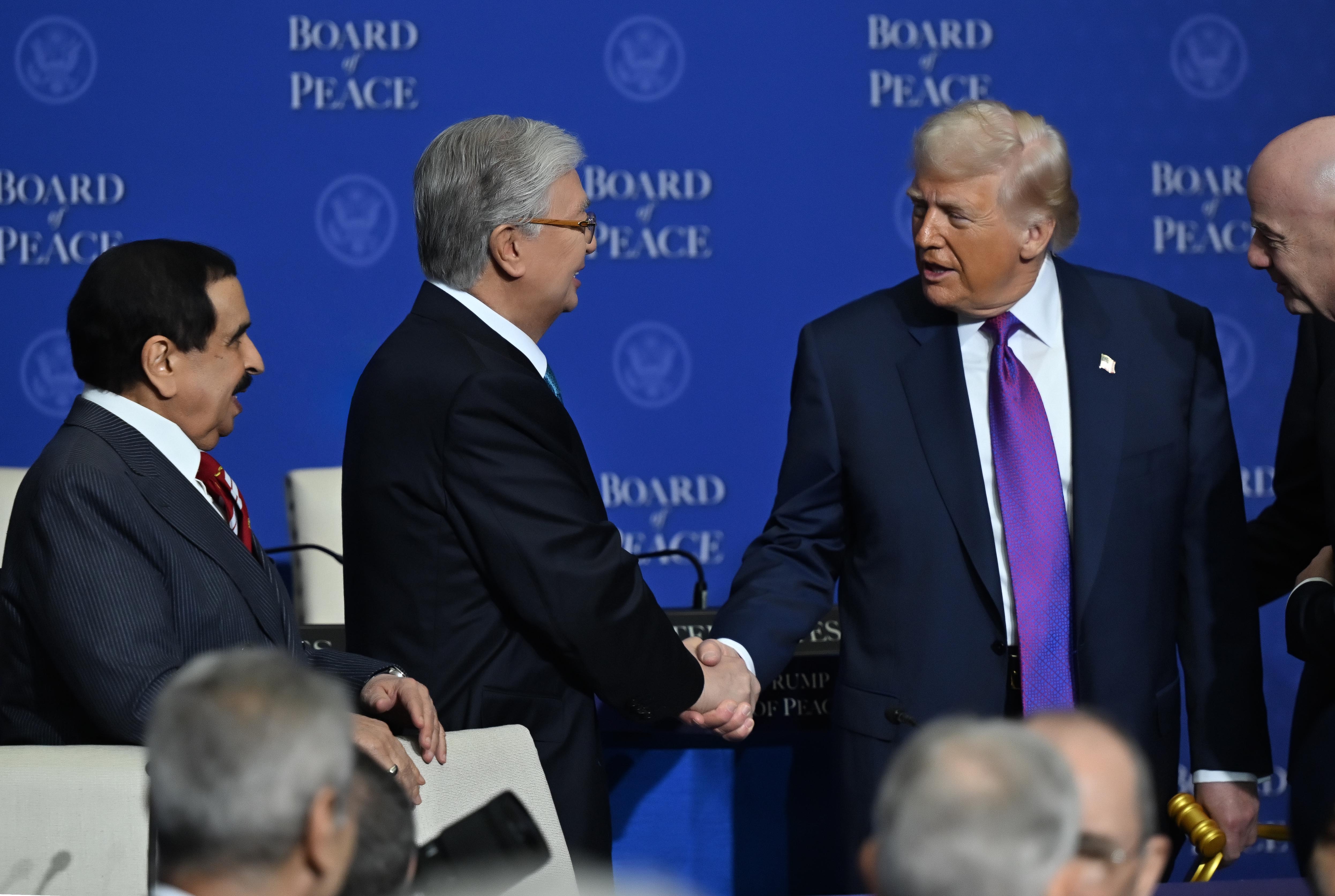 President Kassym-Jomart Tokayev addresses the Inaugural meeting of the Board of Peace