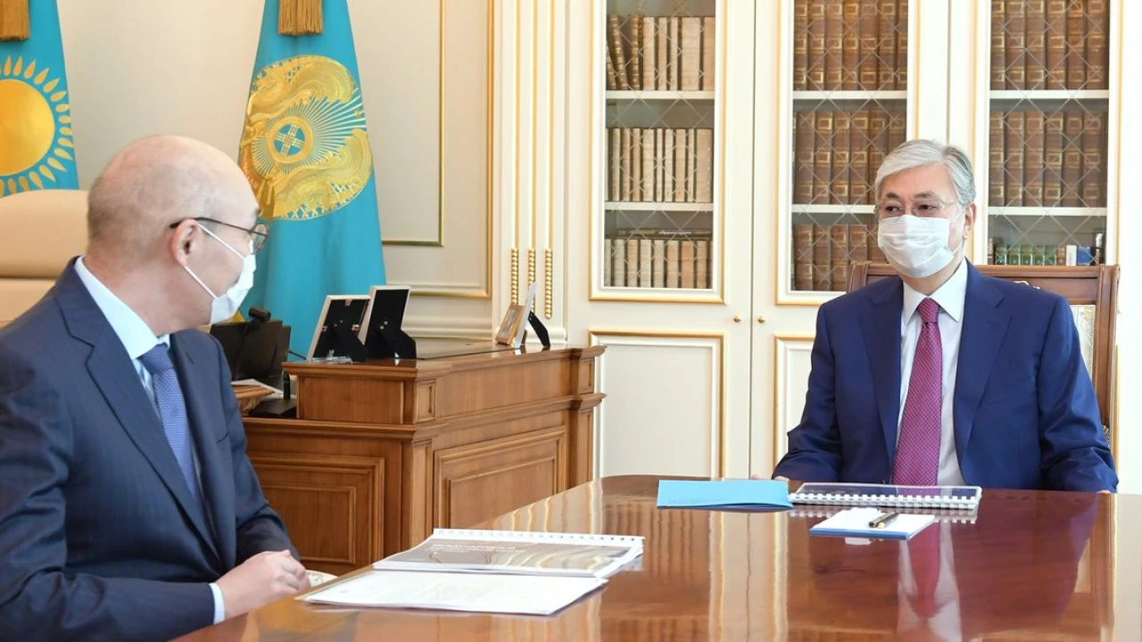 Kassym-Jomart Tokayev receives Governor of the Astana International Financial Centre Kairat Kelimbetov 