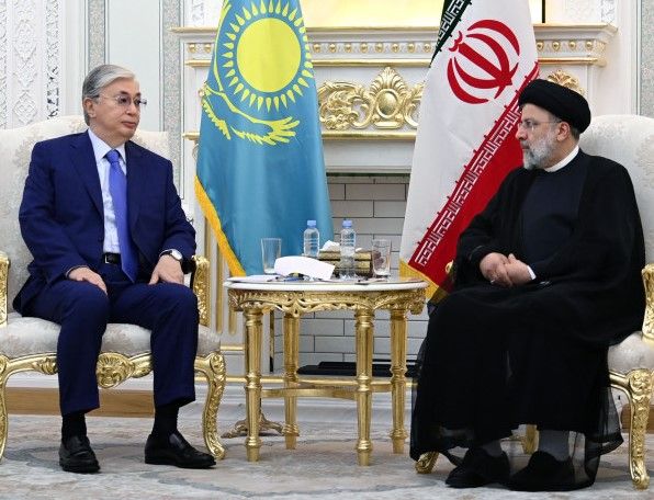 Kazakhstan President Kassym-Jomart Tokayev meets President Ebrahim Raisi of Iran