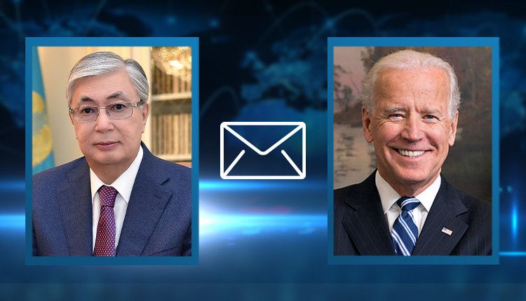 Kazakhstan President Kassym-Jomart Tokayev receives a letter from US President Joseph Biden