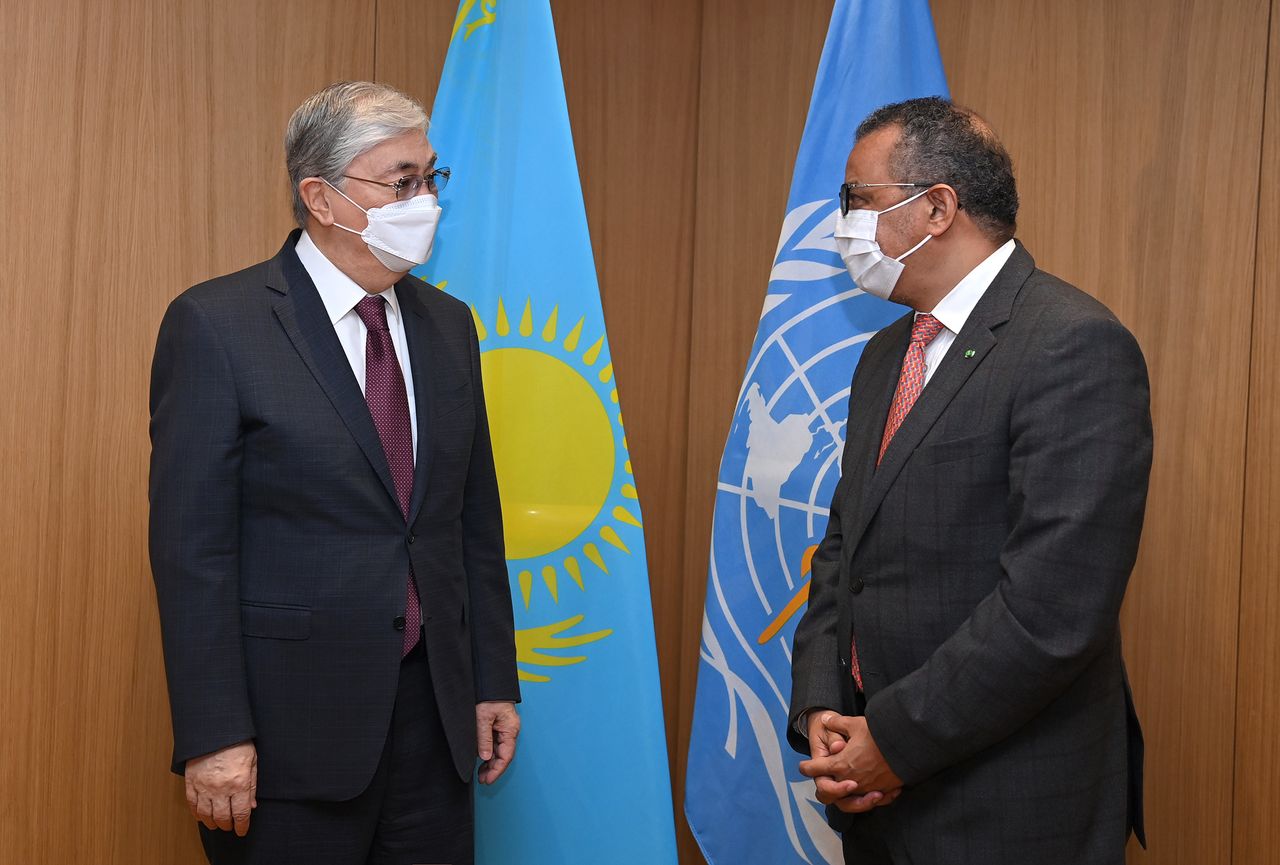 President of Kazakhstan Kassym-Jomart Tokayev holds talks with the WHO Director-General Tedros Adhanom Ghebreyesus